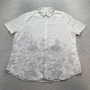 Baird McNutt Murano Linen Mens Short Sleeve Button Up Shirt Sz XL Floral